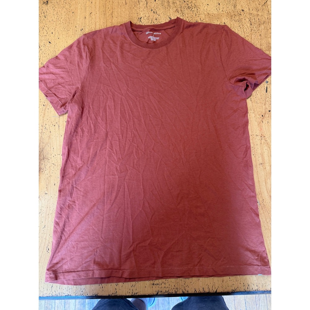 Taylor Stitch Cotton Hemp Tee 42 Mens Short Sleeve Crew Neck T-Shirt Rust Orange